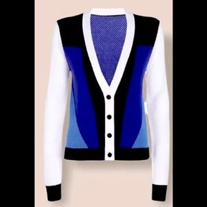 Peter Pilotto x Target Black/White/Blue Colorblock Cardigan
